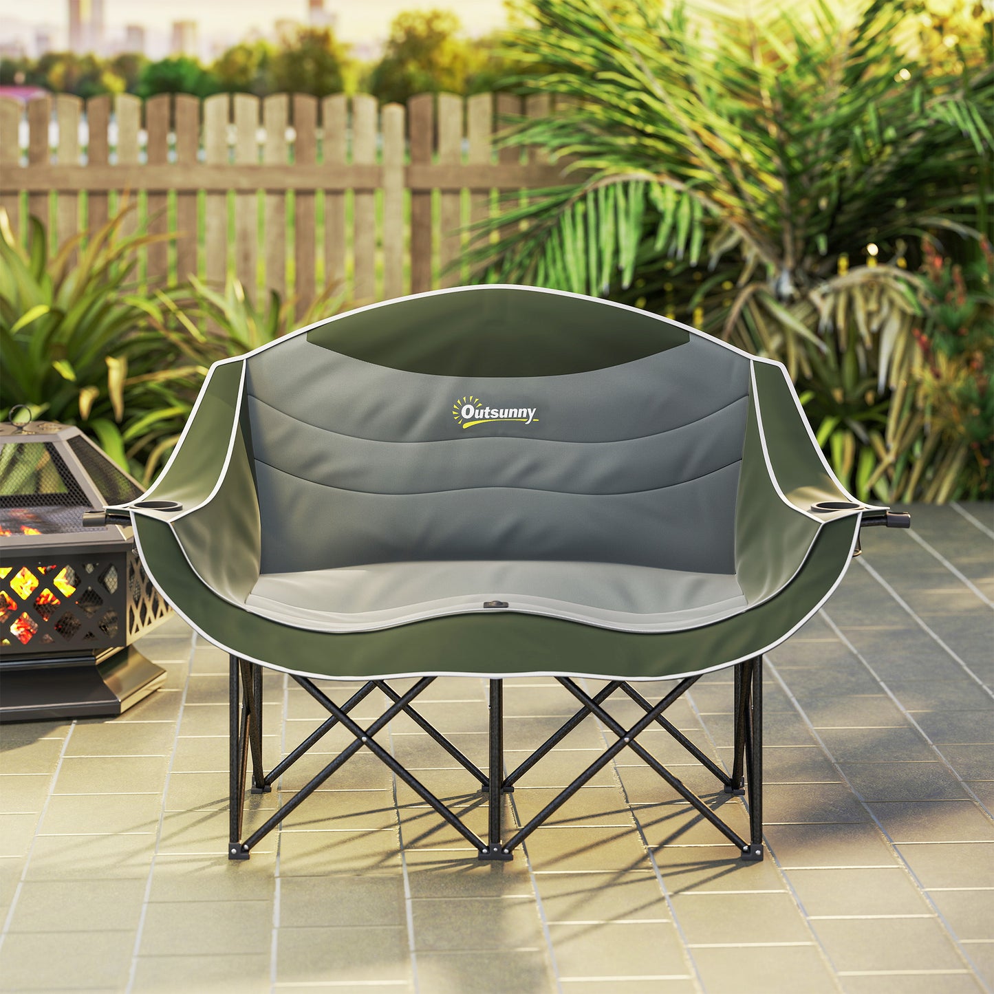 Double Camping Chair for Adults with Armrests