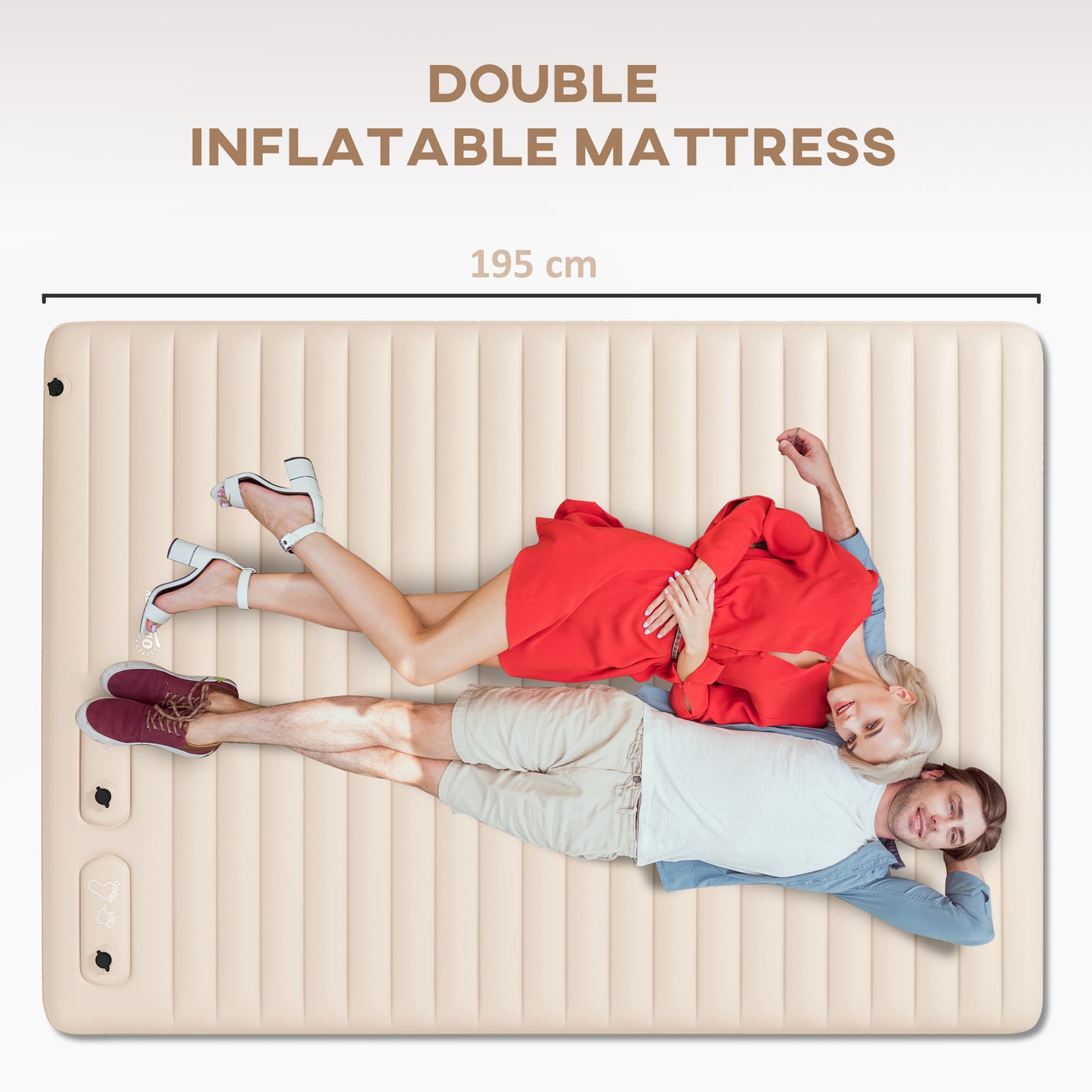 Double Inflatable Mattress, with Built-In Pump