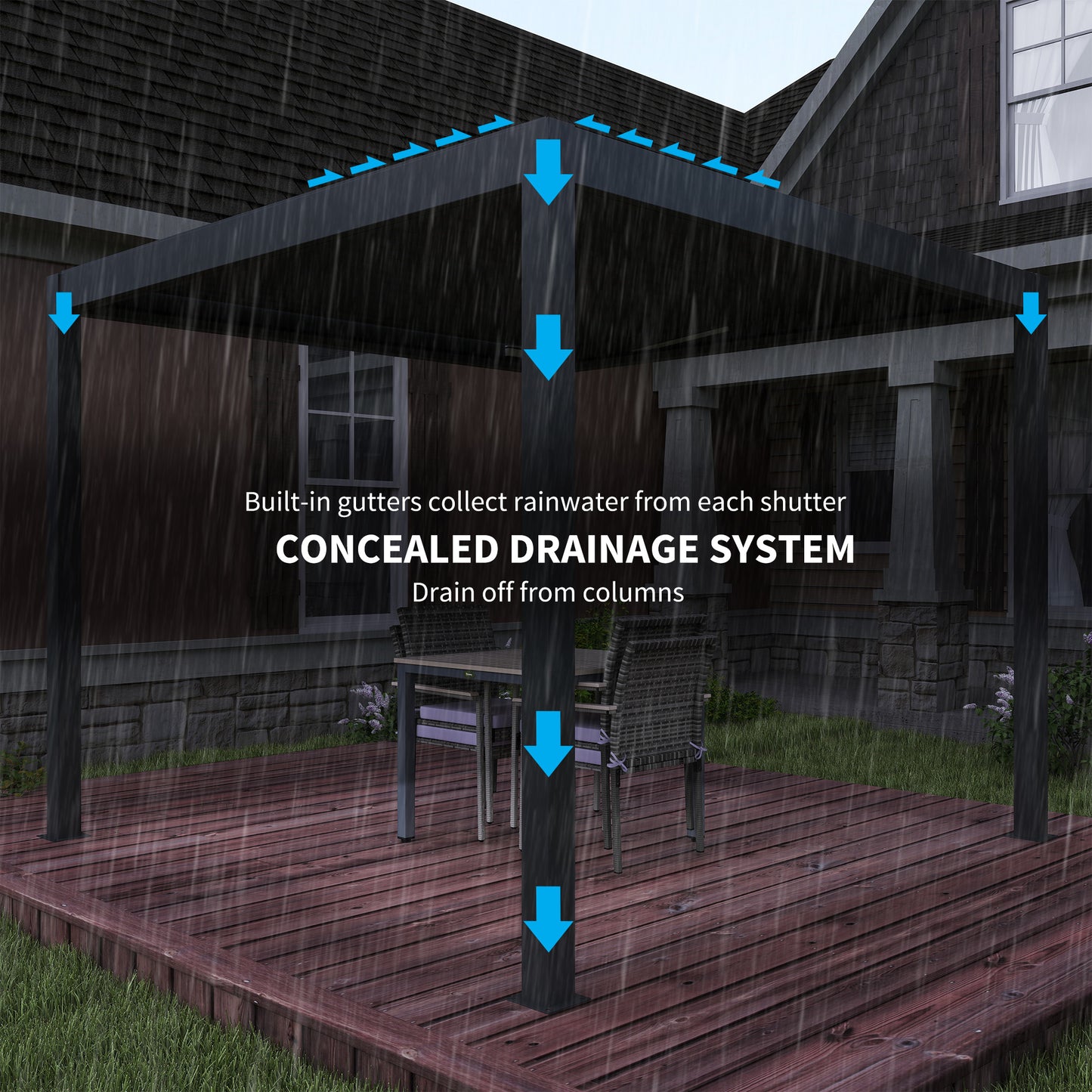 3 x 3(m) Electric Louvered Pergola with LED Lights