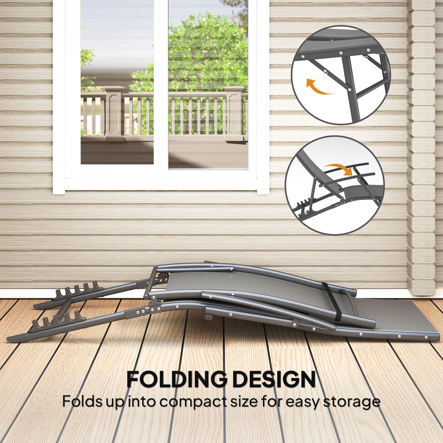Set of Two Adjustable Back Sun Loungers
