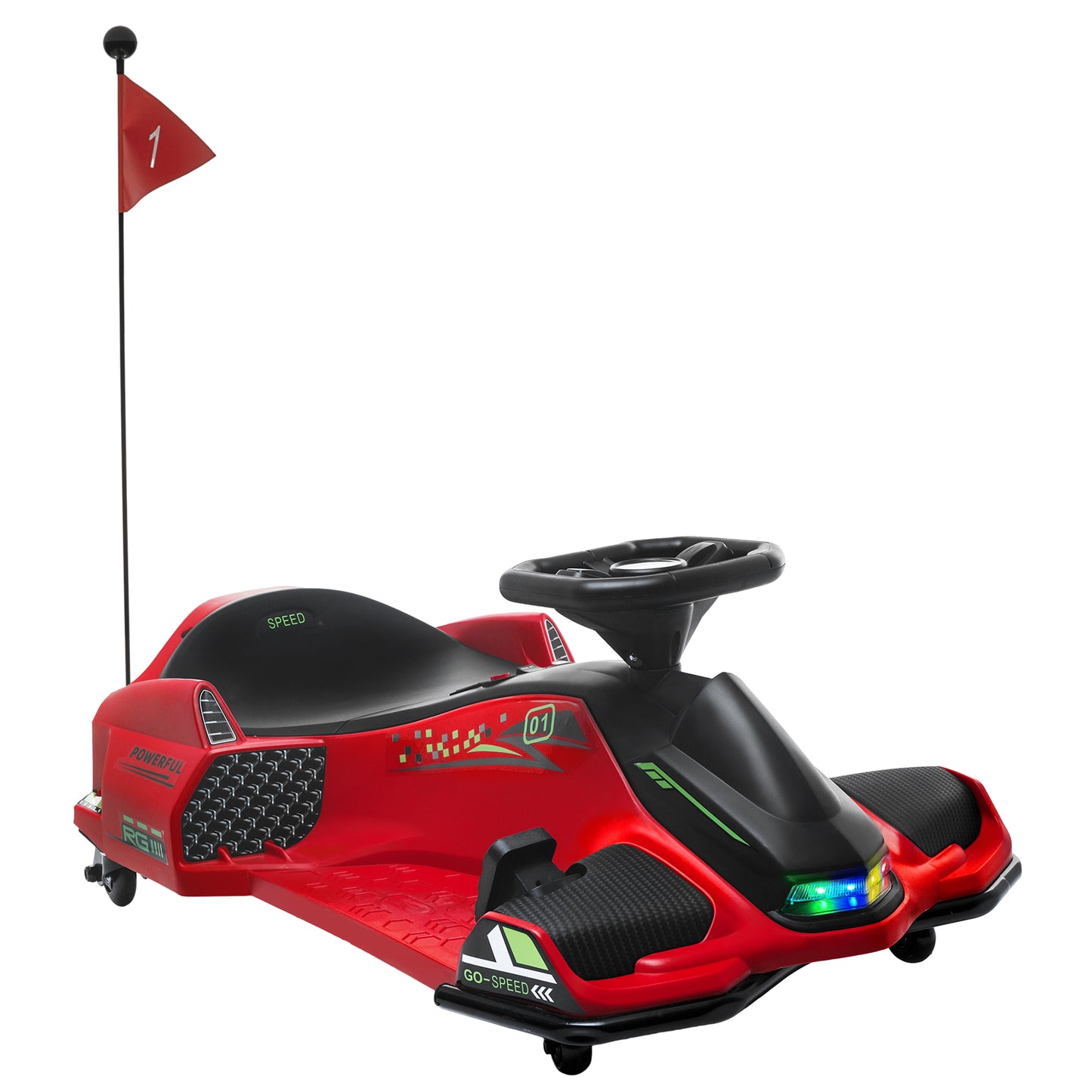 12V Kids Electric Go Kart with Music, LED Lights, Slow Start
