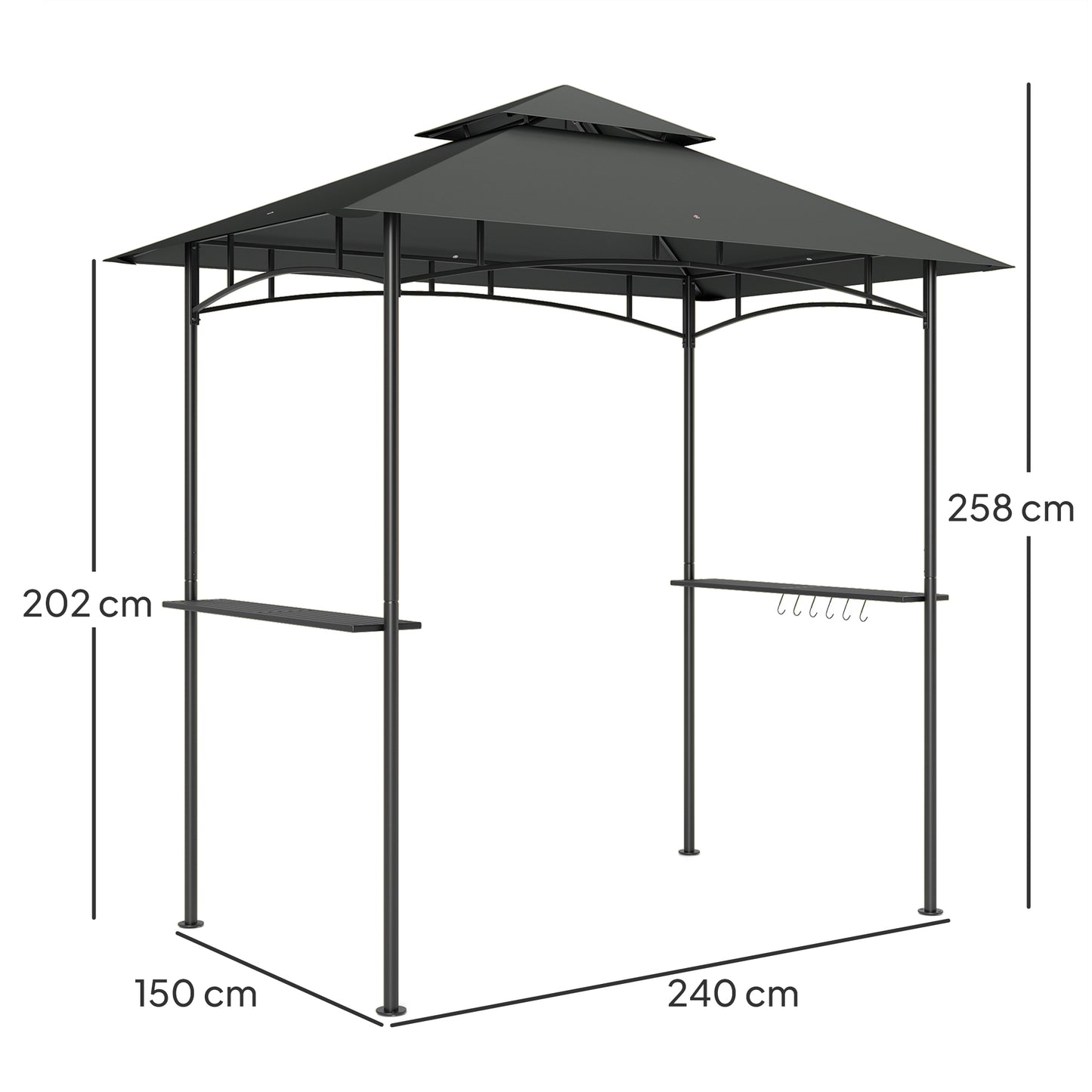 8' x 5' Grill Gazebo, Double Tiered BBQ Gazebo Shelter Canopy