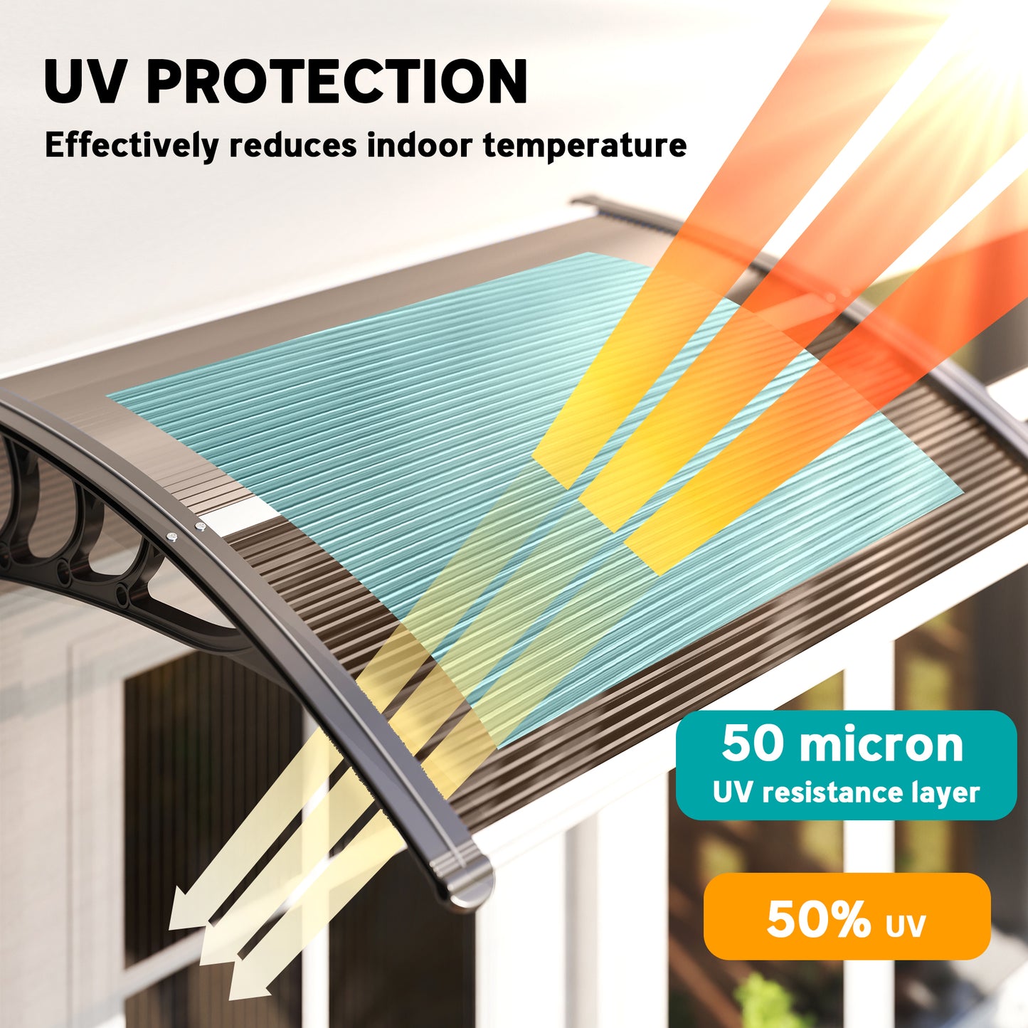 Front Door Canopy Outdoor Awning Aluminium Rigid Plastic (2)