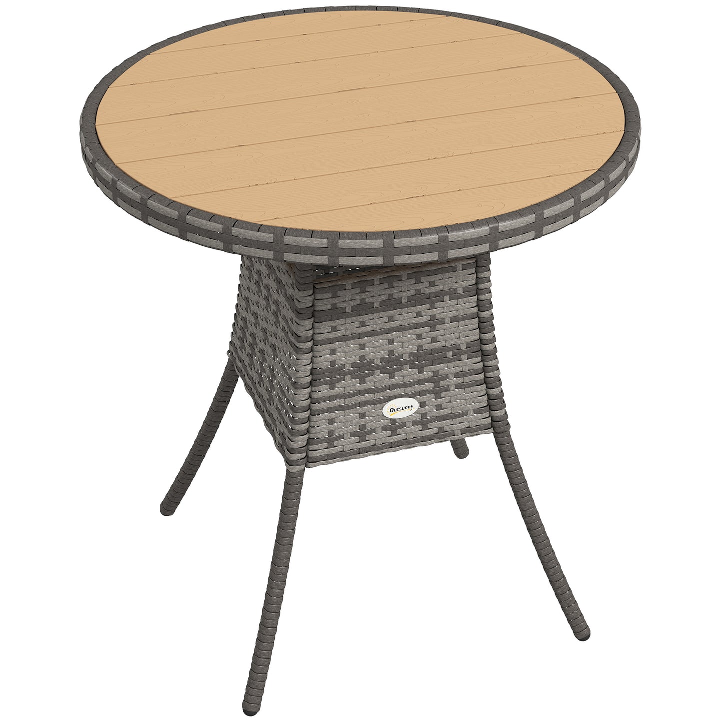 70 cm Wood-Effect Rattan Garden Table