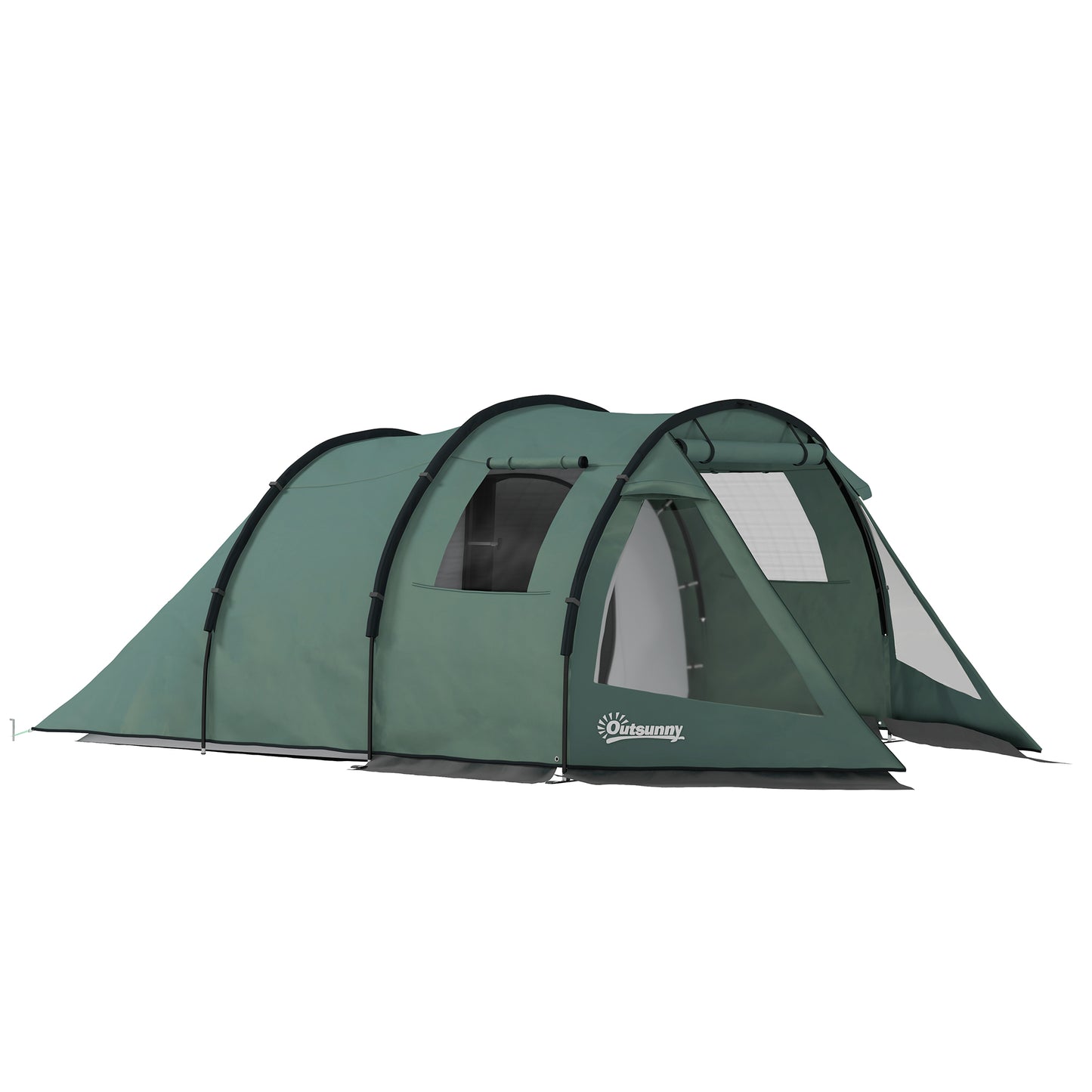 Two Room Tunnel Tent Camping Tent for  3-4 Man with Windows, Covers
