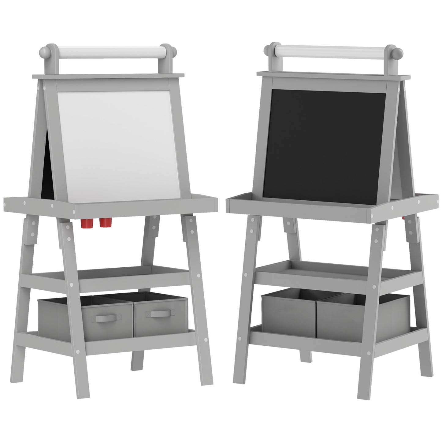 3 in 1 Kids Easel Double-Sided Magnetic Whiteboard and Chalkboard
