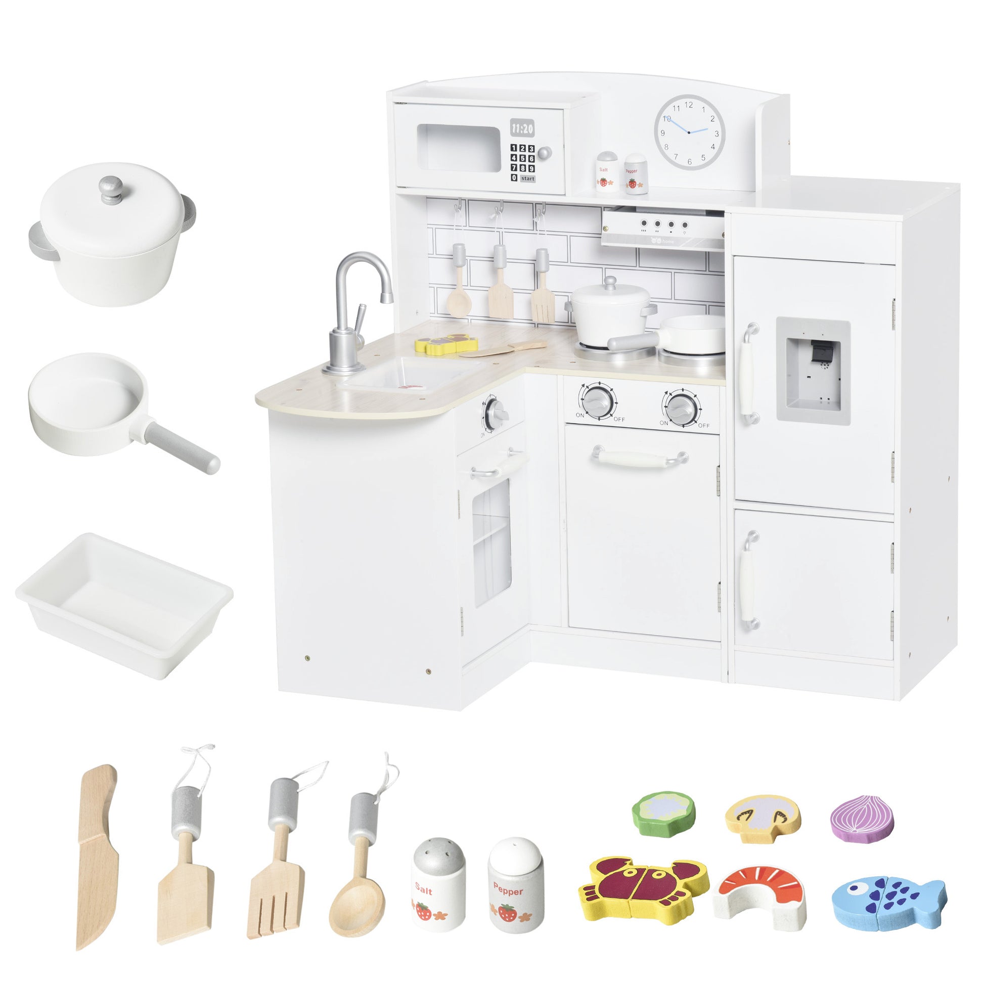 Kids Play Kitchen Wooden Toy Kitchen Cooking Set for Children