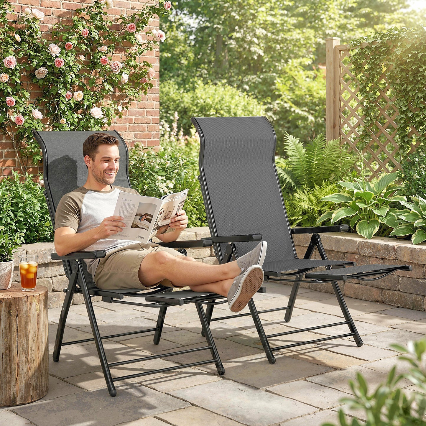 Reclining Garden Chairs Set of 2