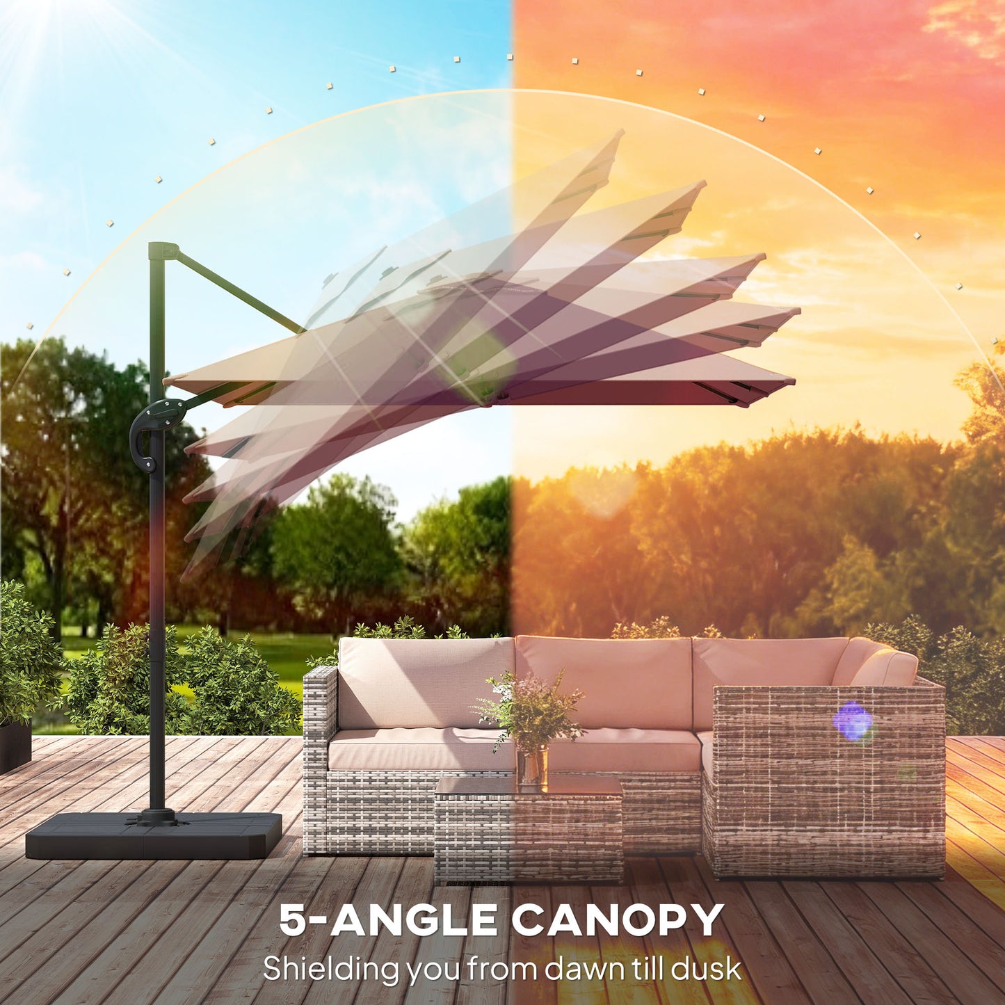 2.4 x 2.4 m Cantilever Parasol with Umbrella Weights