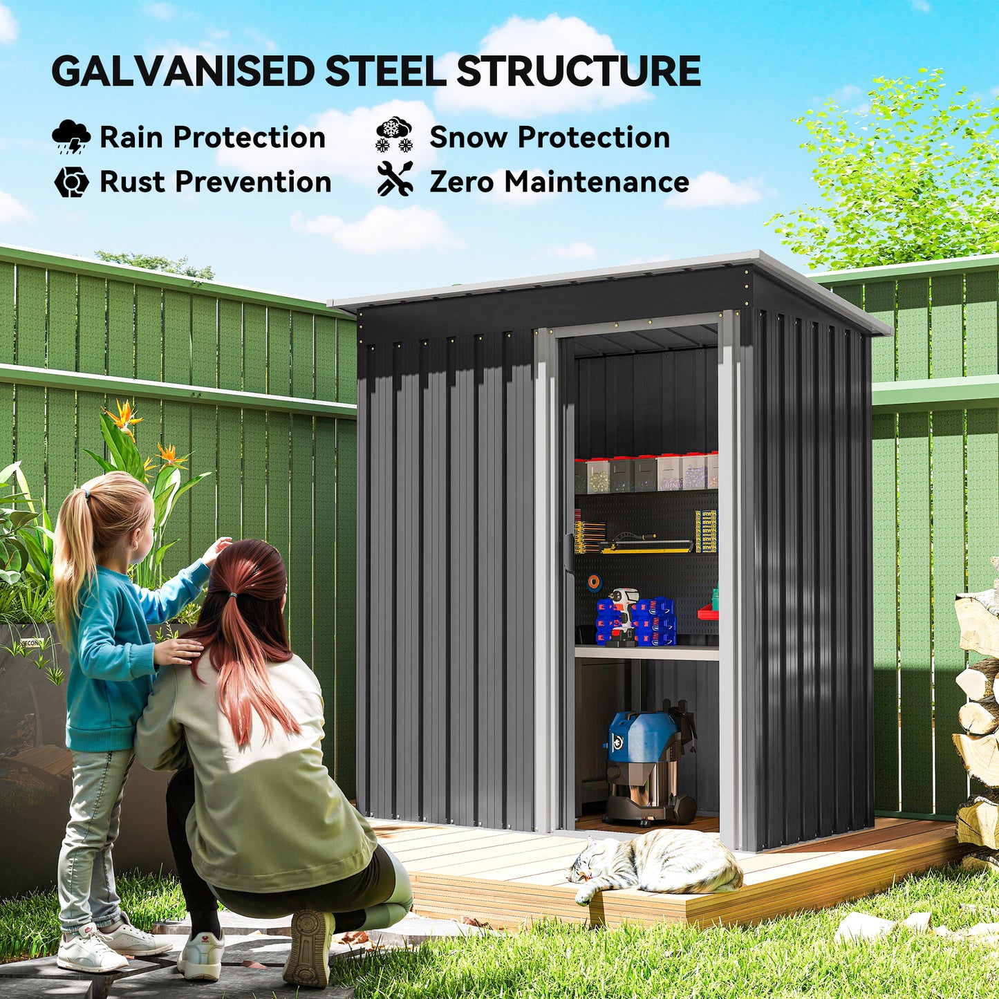 5 x 3ft Garden Storage Shed with Sliding Door