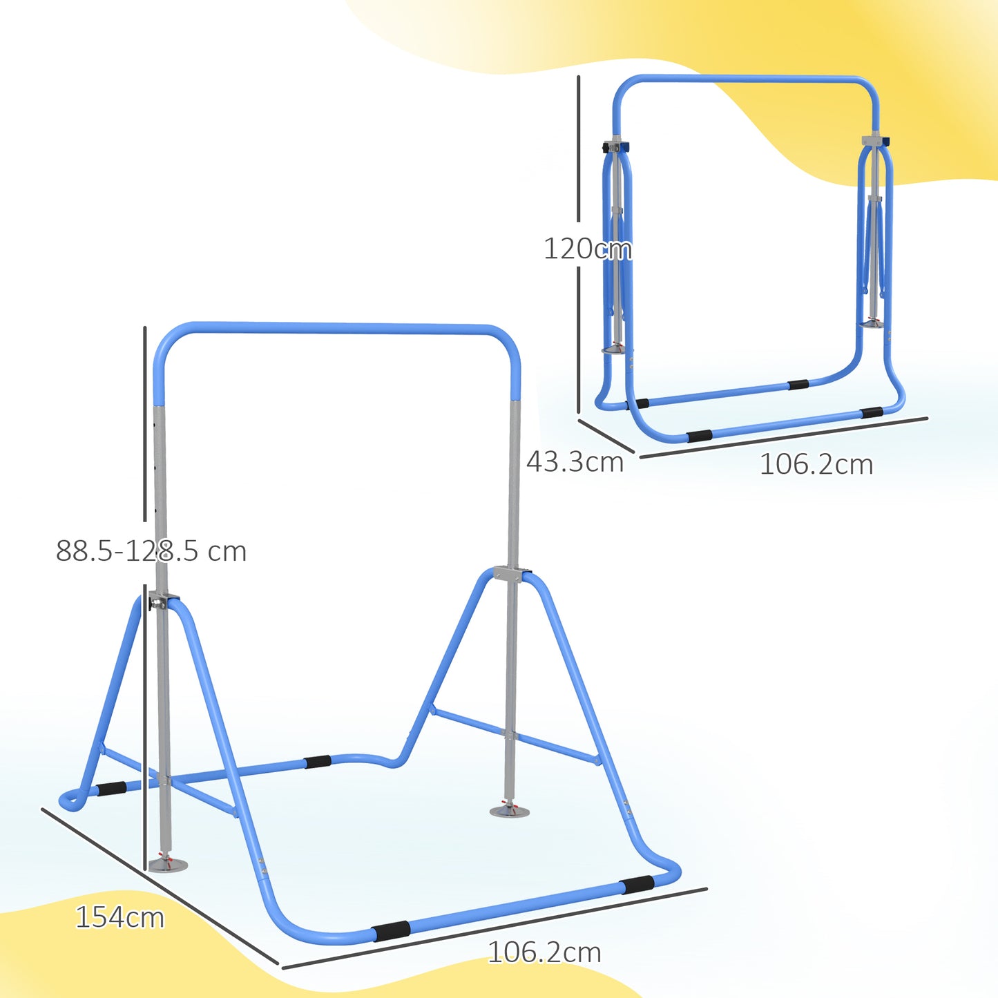 Kids Gymnastic Bar, with Adjustable Height, Foldable Horizontal Bars