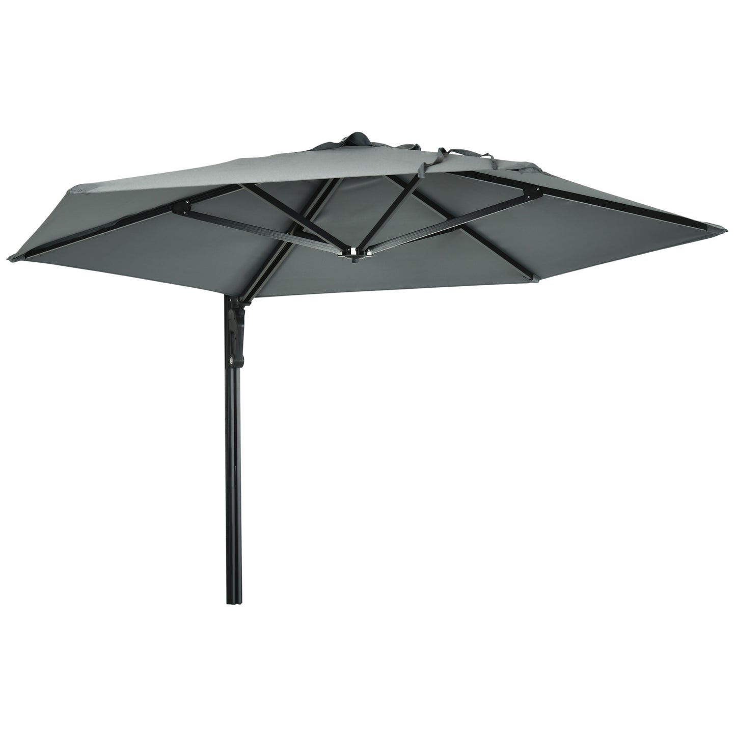 2.5m Wall Mounted Parasol, Hand to Push Outdoor Patio Umbrella