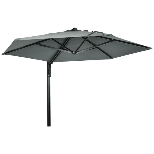 2.5m Wall Mounted Parasol, Hand to Push Outdoor Patio Umbrella