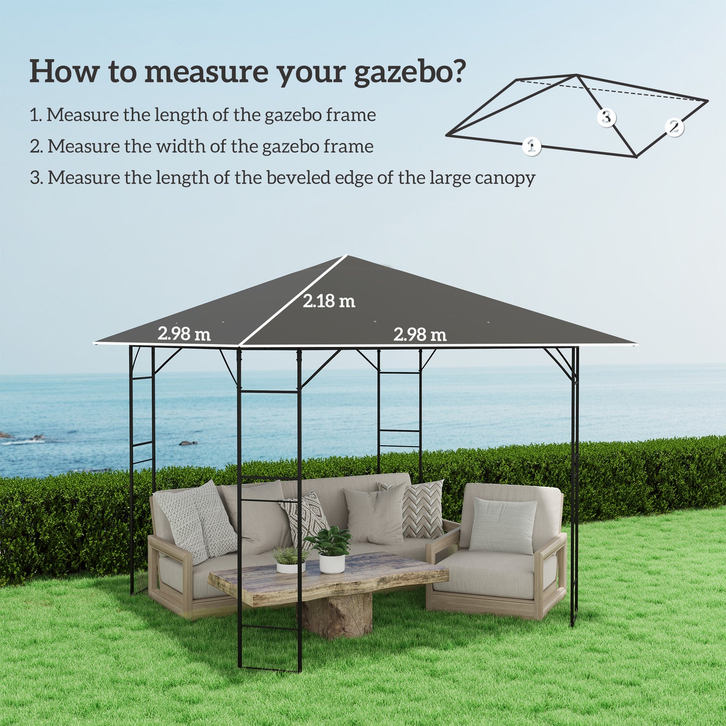 3 x 3(m) Gazebo Canopy Replacement Cover (1)
