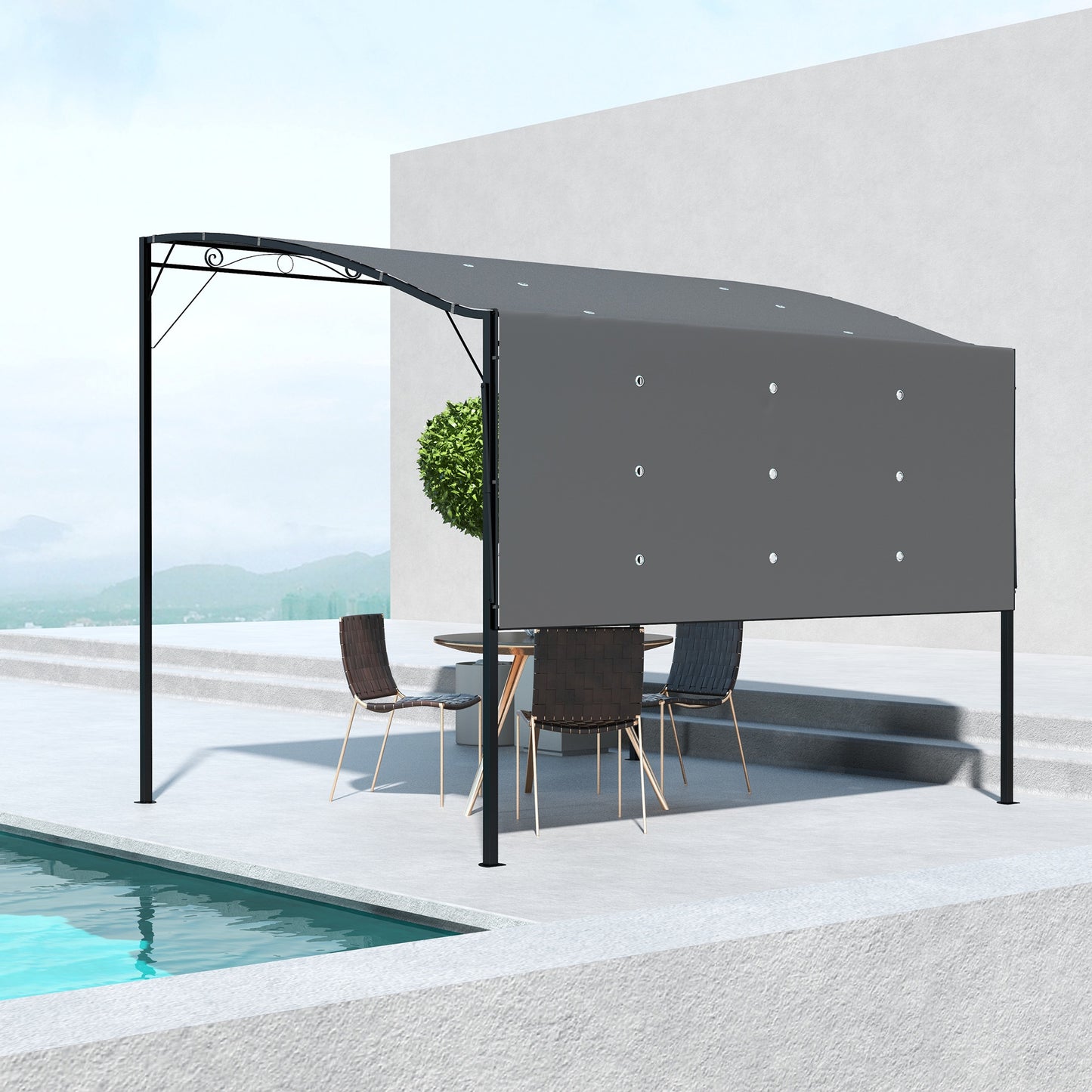 3 x 2.5m Patio Metal Gazebo Door Window Awning Wall Mount Metal