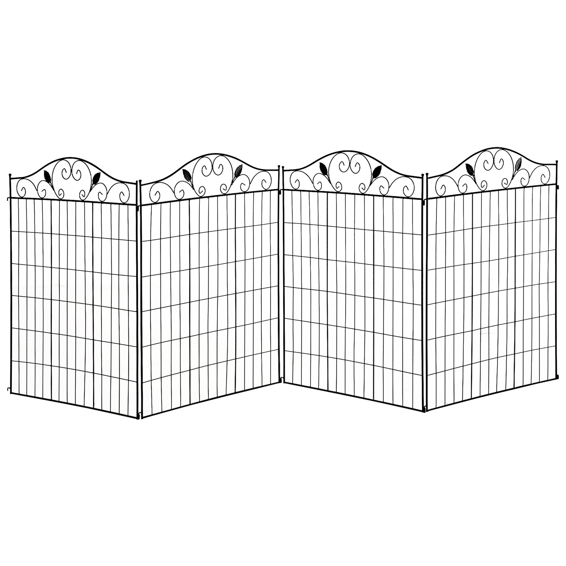 Garden Decorative Fence 4 Panels 44in x 12ft Metal Wire Landscape