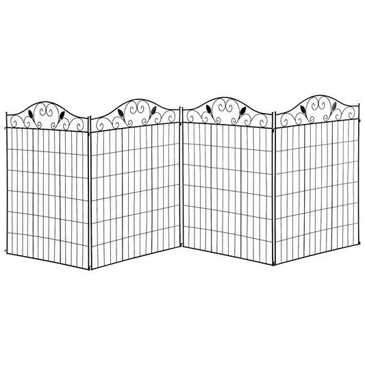 Garden Decorative Fence 4 Panels 44in x 12ft Metal Wire Landscape