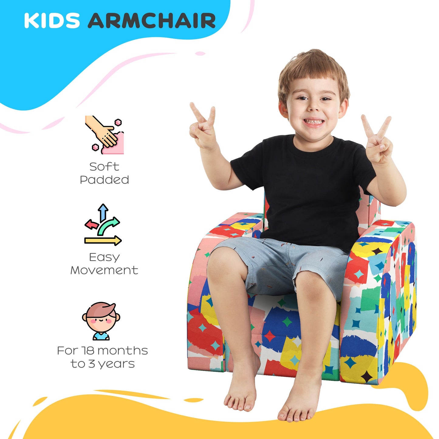 Foldable Toddler Chair Soft Snuggle Sponge Filled