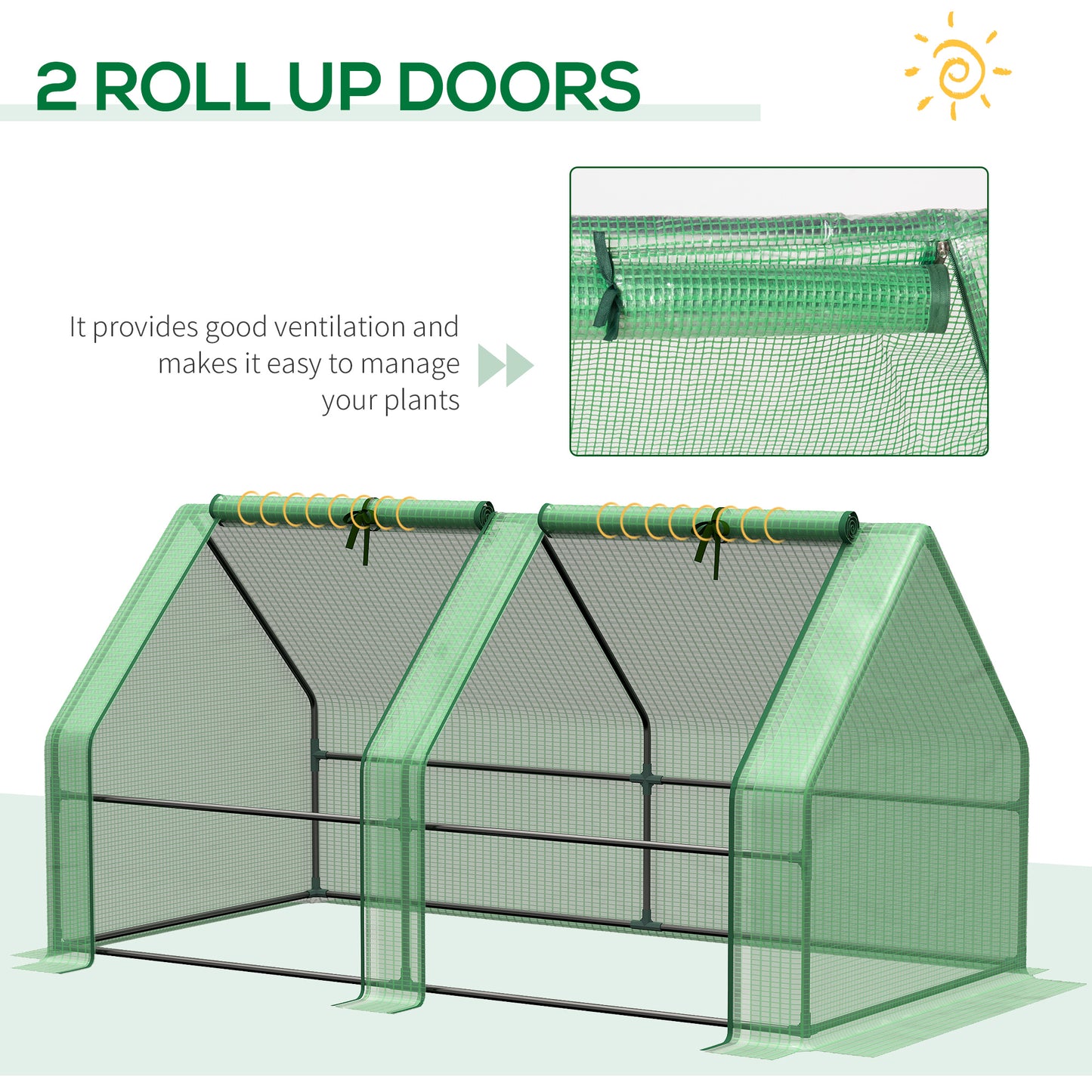 Mini Small Greenhouse with Steel Frame & PE Cover & Zippered Window