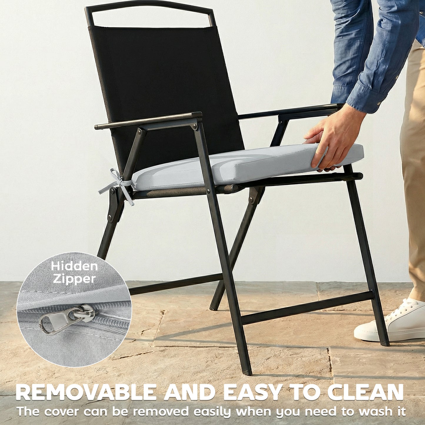 Set of 6 Outdoor Seat Cushions with Machine Washable Cover