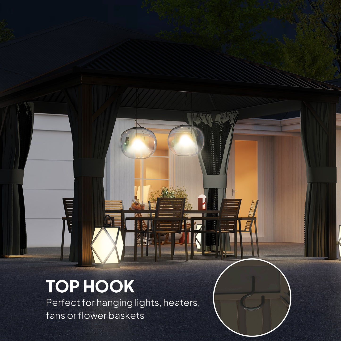 3.6 x 3 m Aluminium Hardtop Gazebo with Smart Drainage System