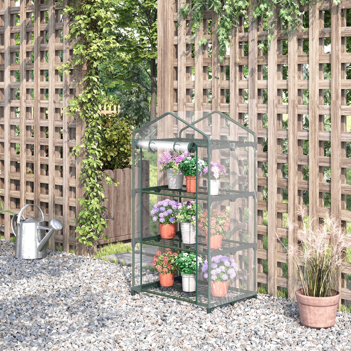 3 Tier Mini Greenhouse Portable Garden Grow House with Roll Up Door