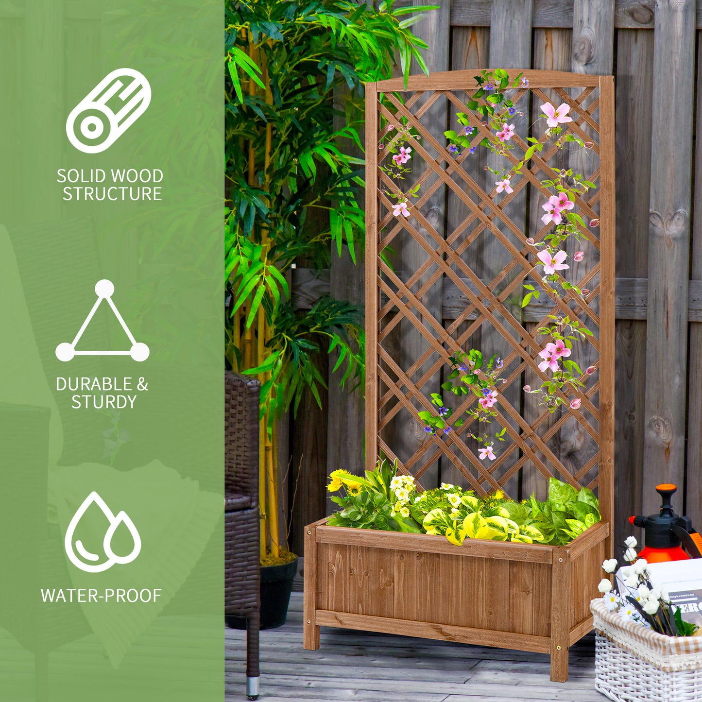 Garden Planter with Trellis