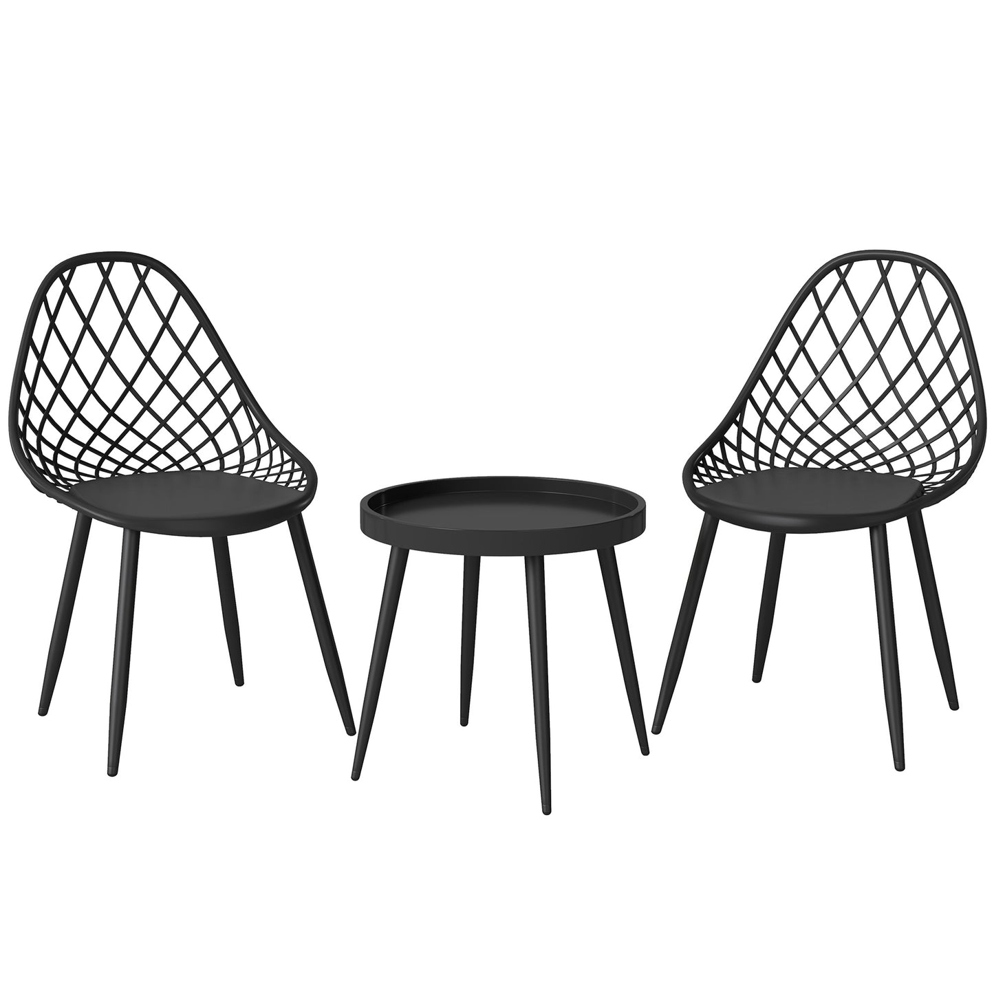 3-Piece Outdoor Bistro Set with 2 Chairs and Round Table for Garden