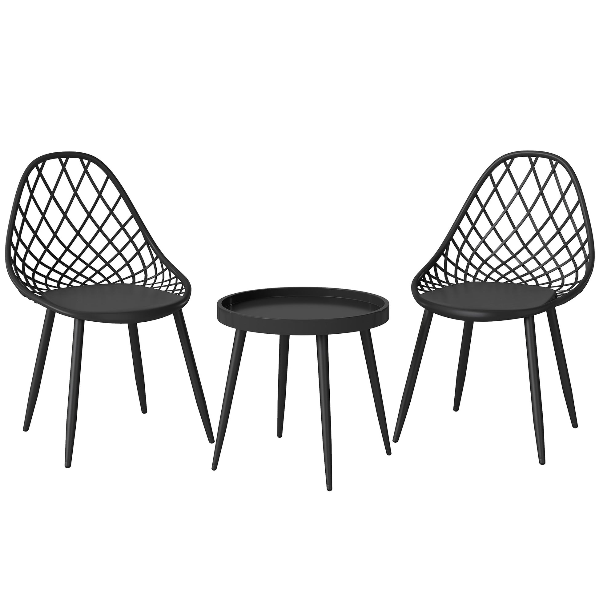 3-Piece Outdoor Bistro Set with 2 Chairs and Round Table for Garden