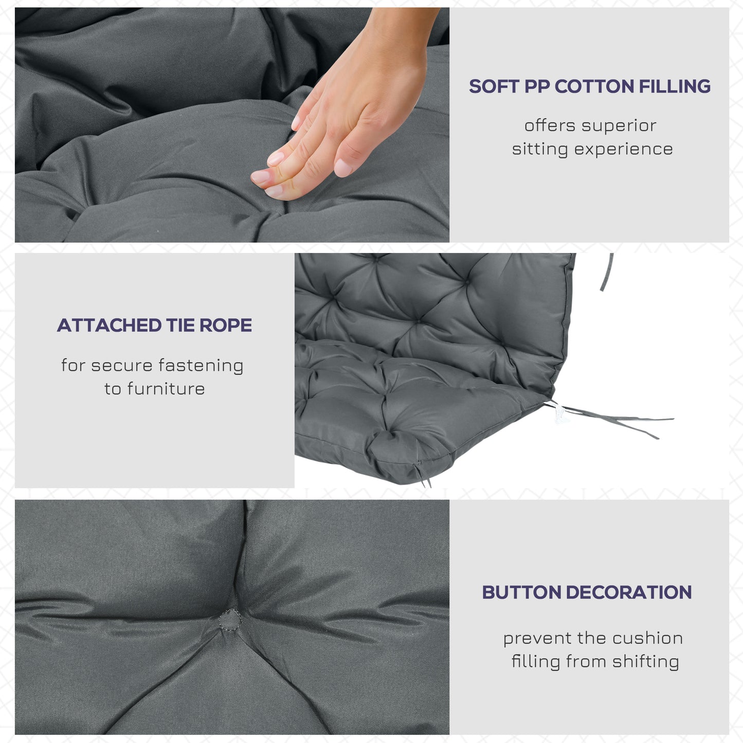 Garden Bench Cushion, 2 Seater Swing Chair Cushion