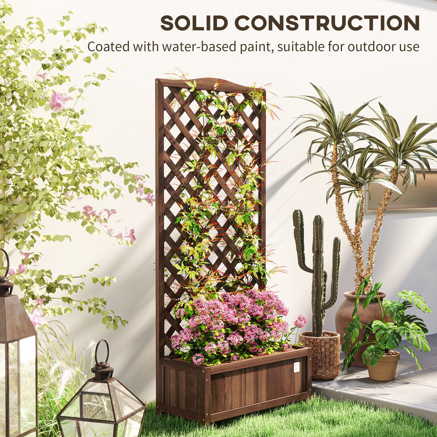 Wooden Planter with Trellis (1)