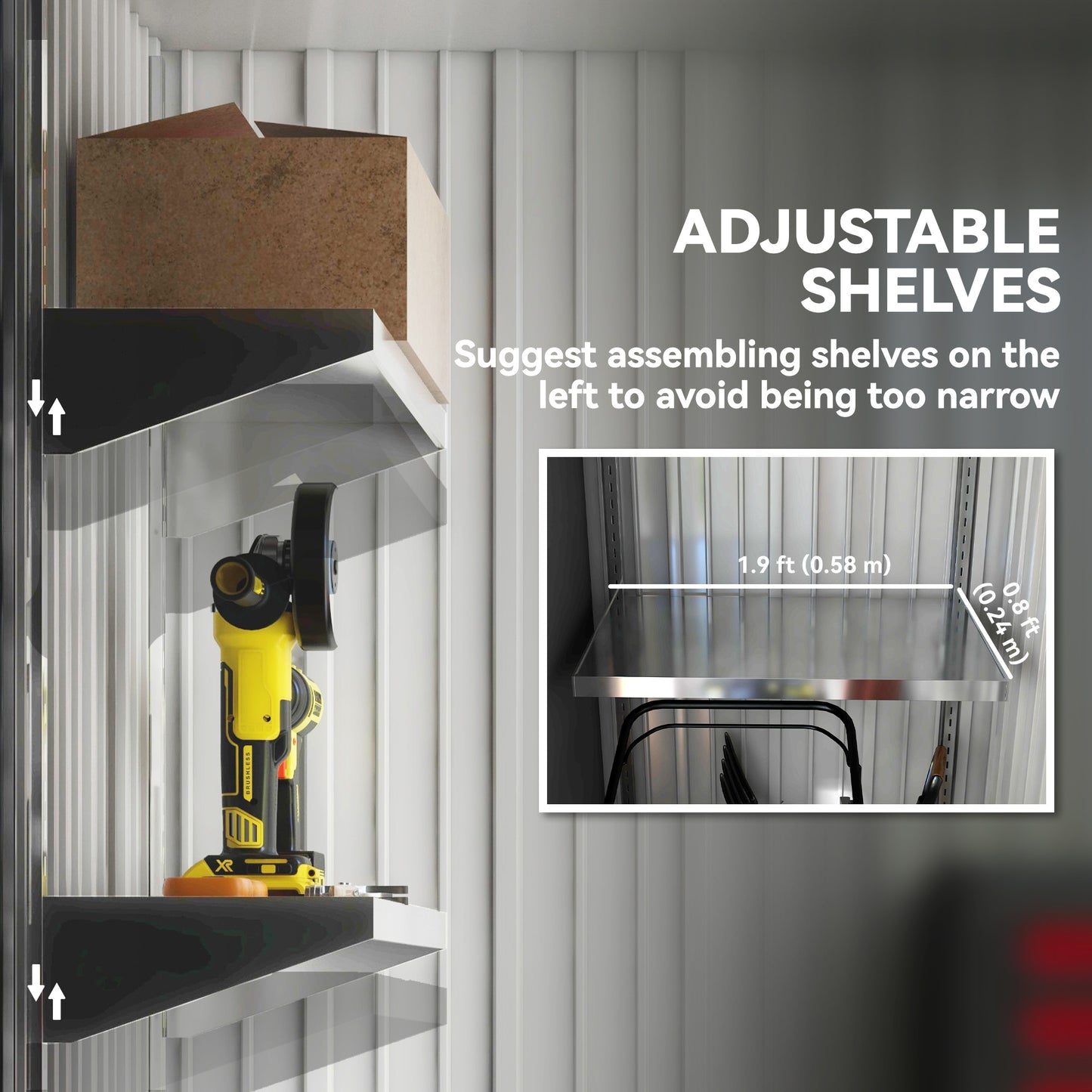 Metal Garden Shed, Outdoor Lean-to Shed for Tool Motor Bike