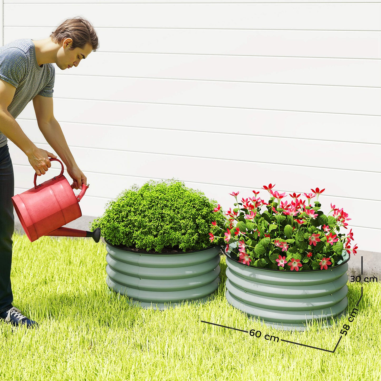 Set of 2 Raised Garden Bed, Metal Planter Box with Safety Edging