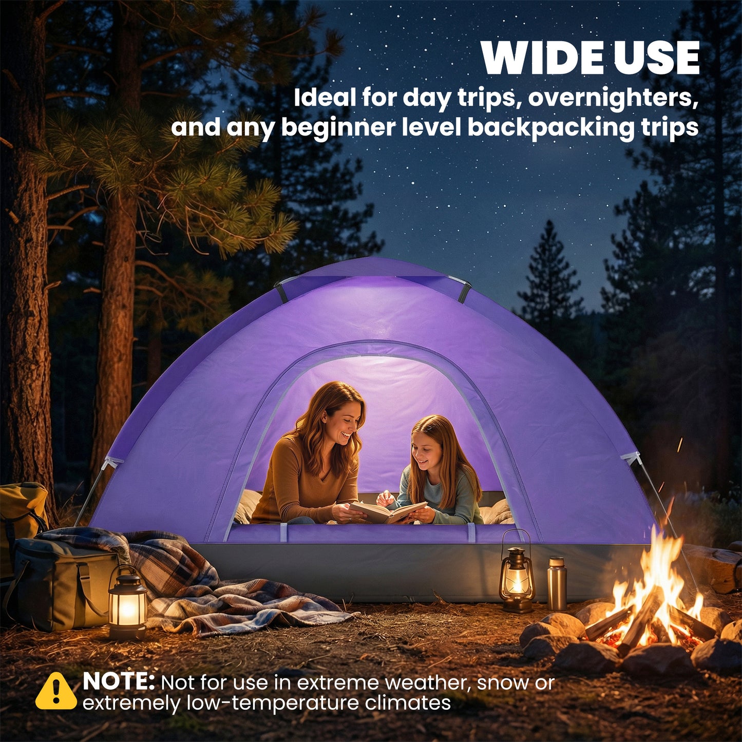 2 Person Camping Tent, Dome Tent with Zipped Doors, Storage Pocket (1)