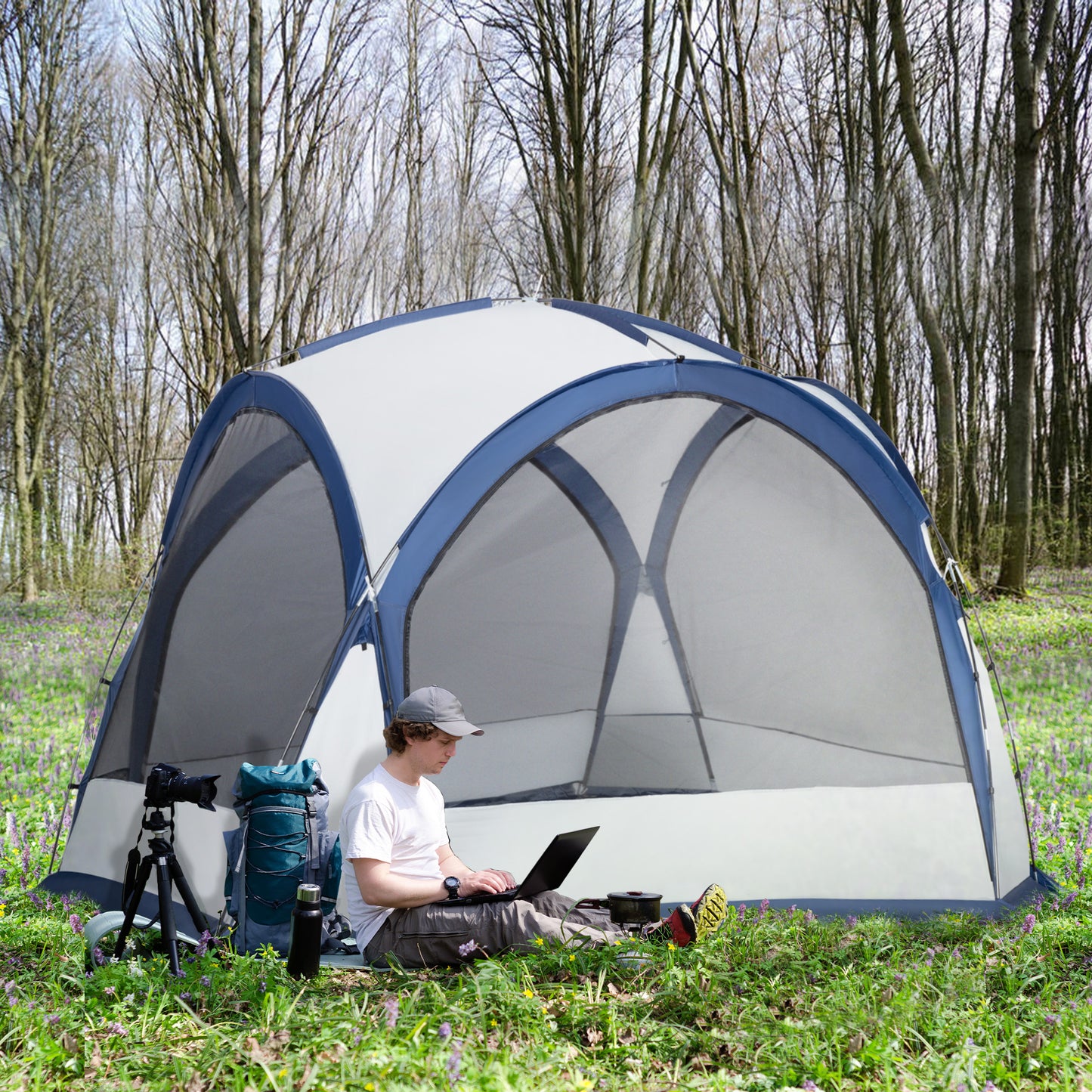 Dome Tent for 6-8 Person, Camping Tent with 4 Zipped Mesh Doors