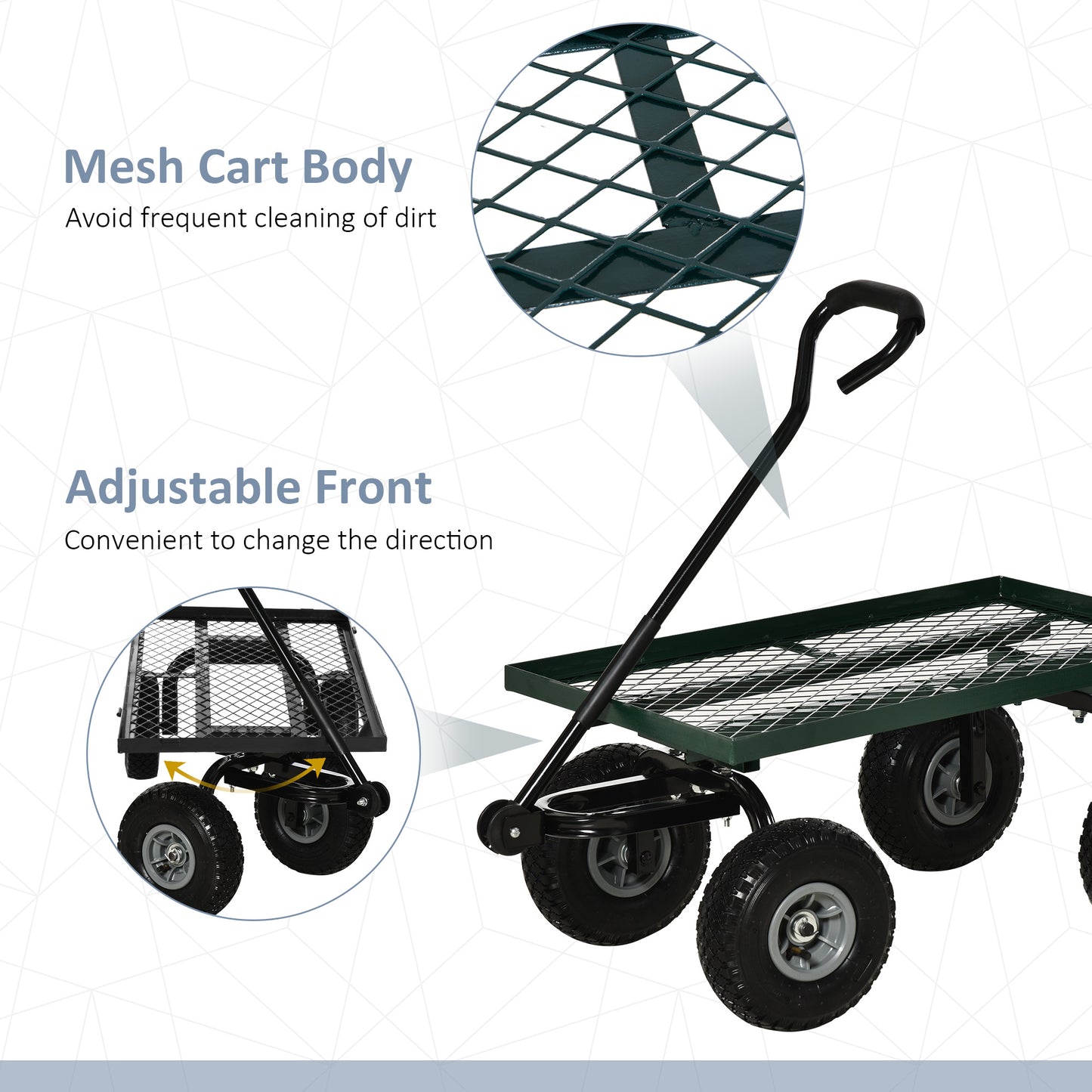 Garden Trolley Cart, Heavy Duty Garden Cart with Metal Frame
