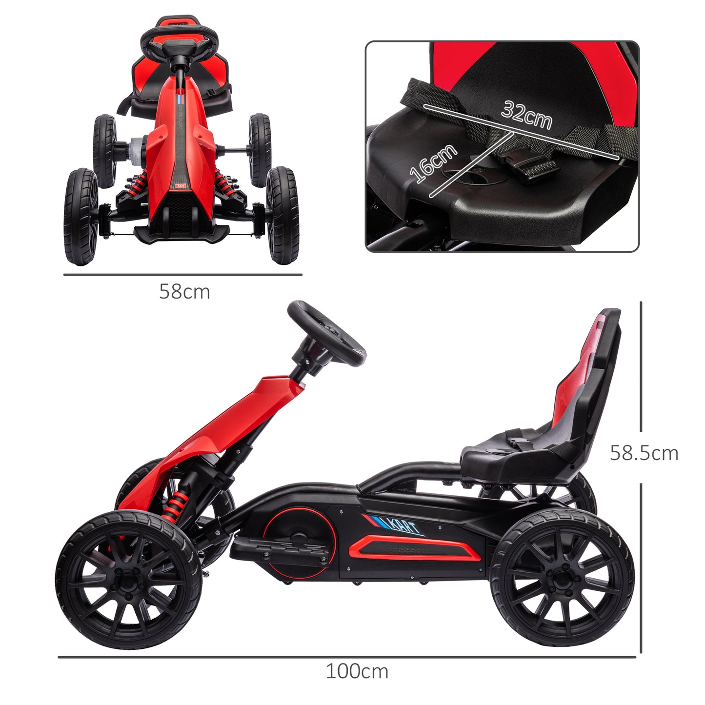 12V Electric Go-Kart for Kids, Ride-On Racing Go-Kart