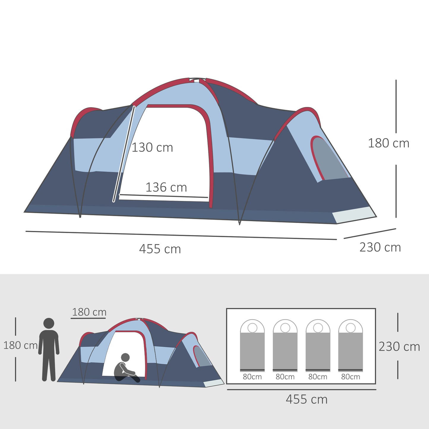 Fibreglass & Steel Frame 5/6 Person Lightweight Camping Tent