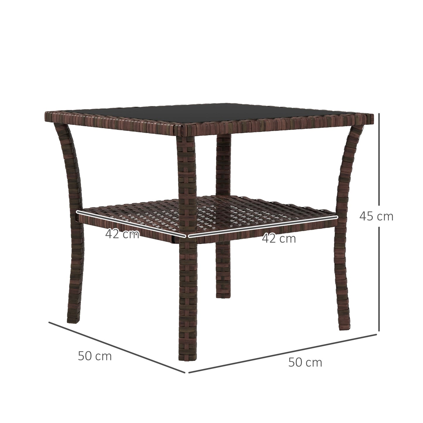 Two-tier PE Rattan Square Coffee Table