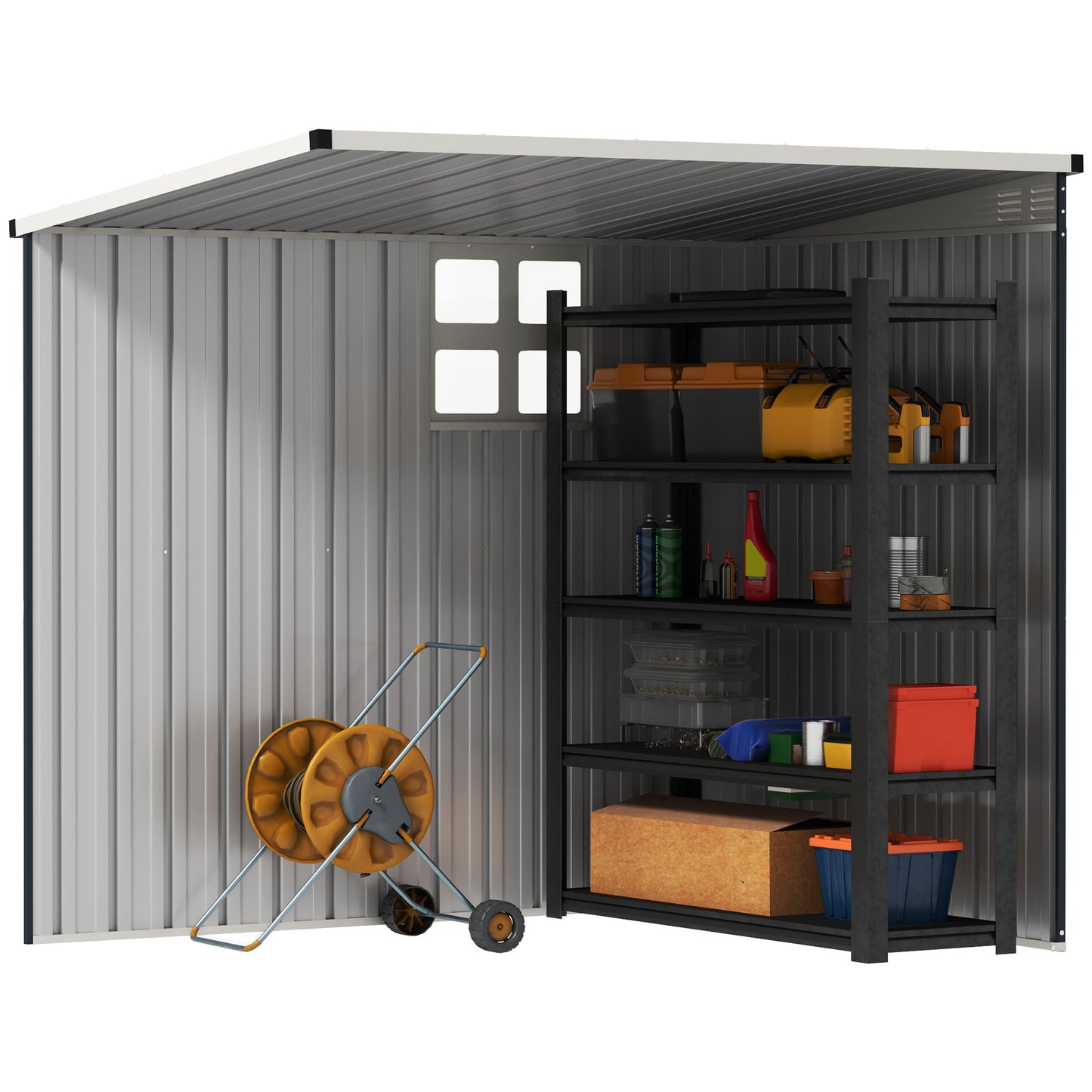 4 x 6ft Garden Metal Shed, Outdoor Storage Shed with Window