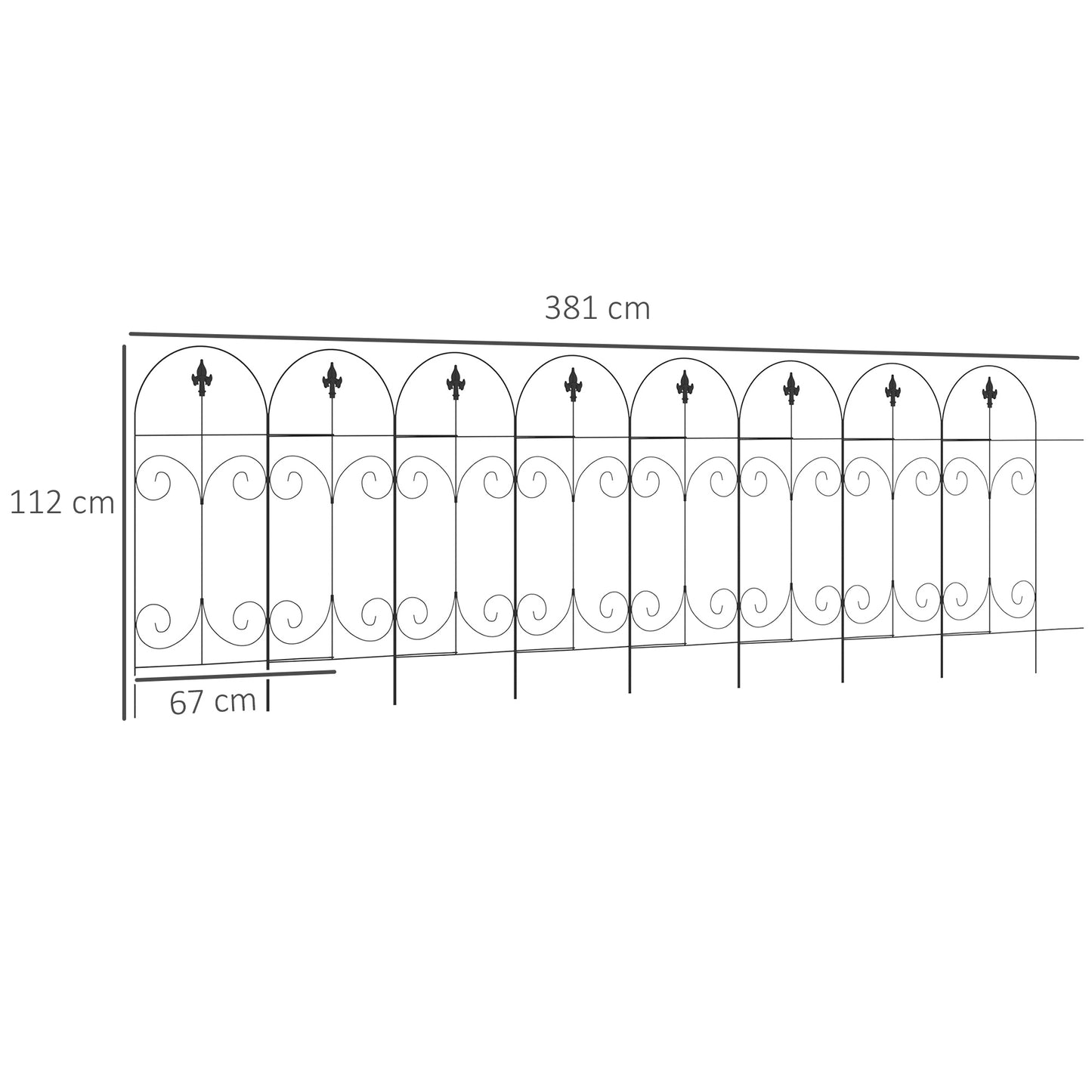 Decorative Garden Fencing, 16PCs 44in x 25ft Outdoor Picket Fence
