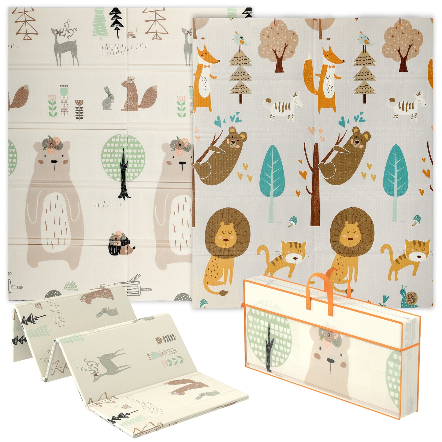 Animal-Themed Baby Plat Mat Double Sided, Foldable