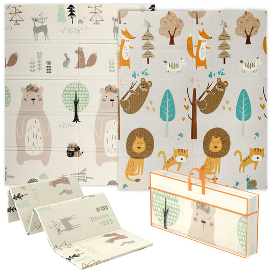 Animal-Themed Baby Plat Mat Double Sided, Foldable