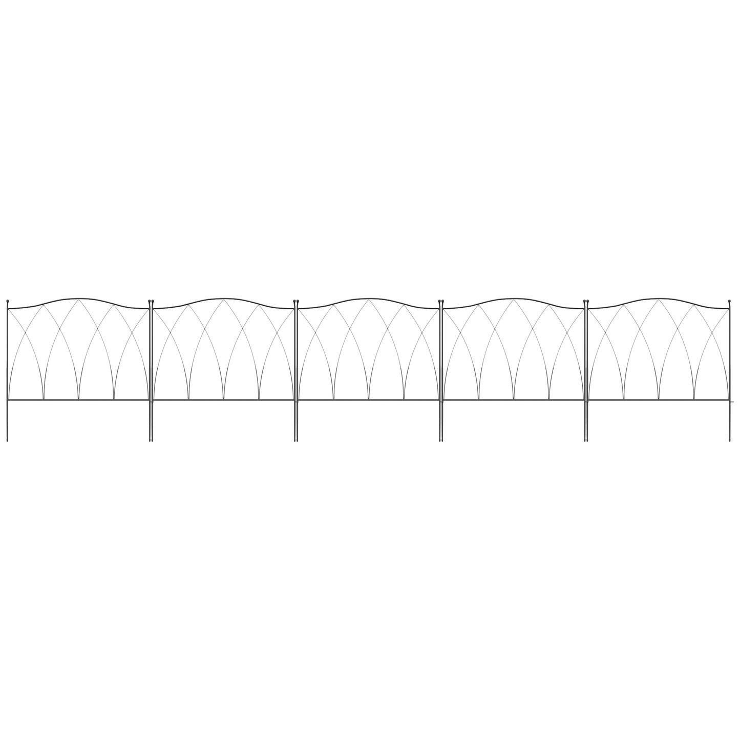 Set of Five 61.5cm Decorative Metal Fence Panels