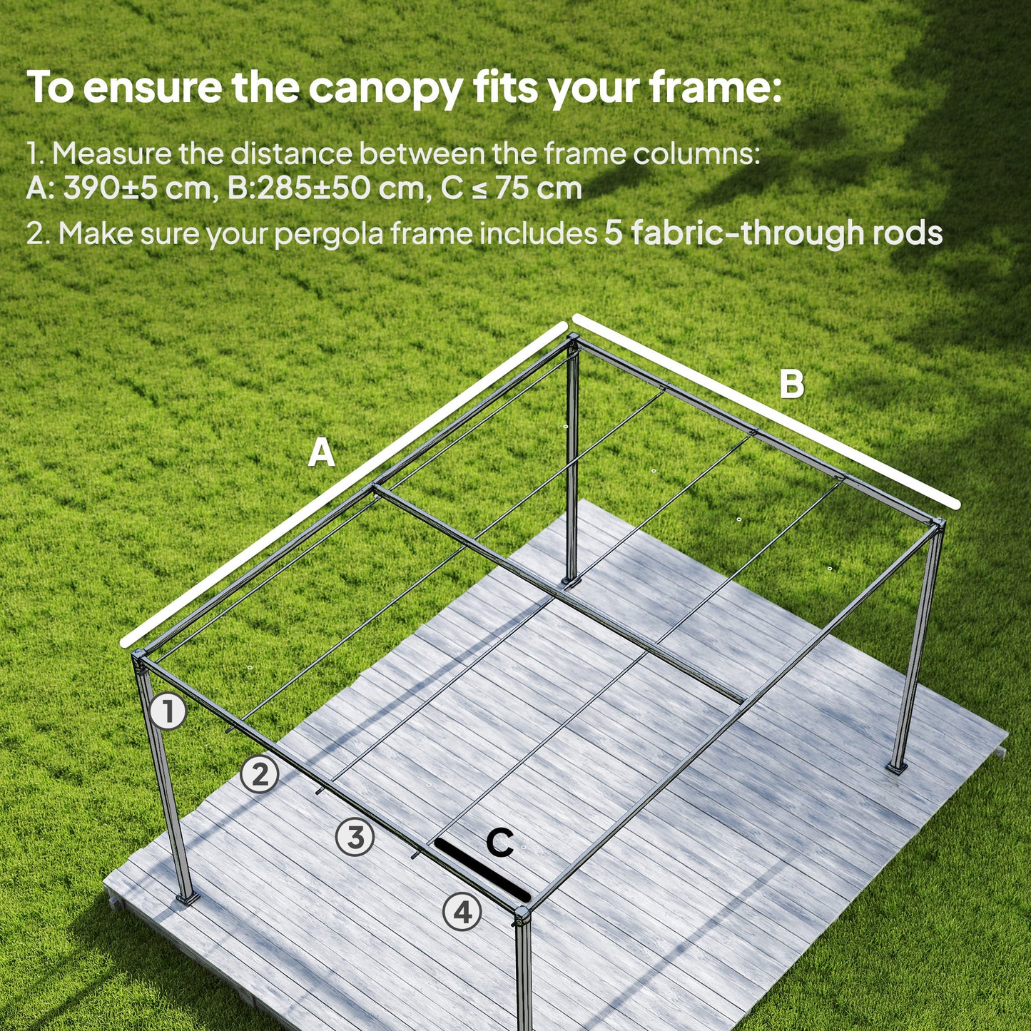 Retractable Pergola Canopy Only, 3.92 x 3.5 m