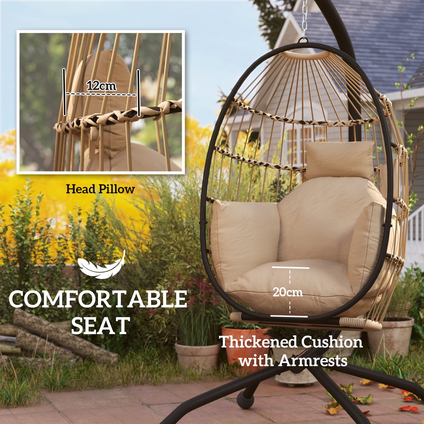 Hanging Egg Chair Outdoor Indoor Garden Swing Chair