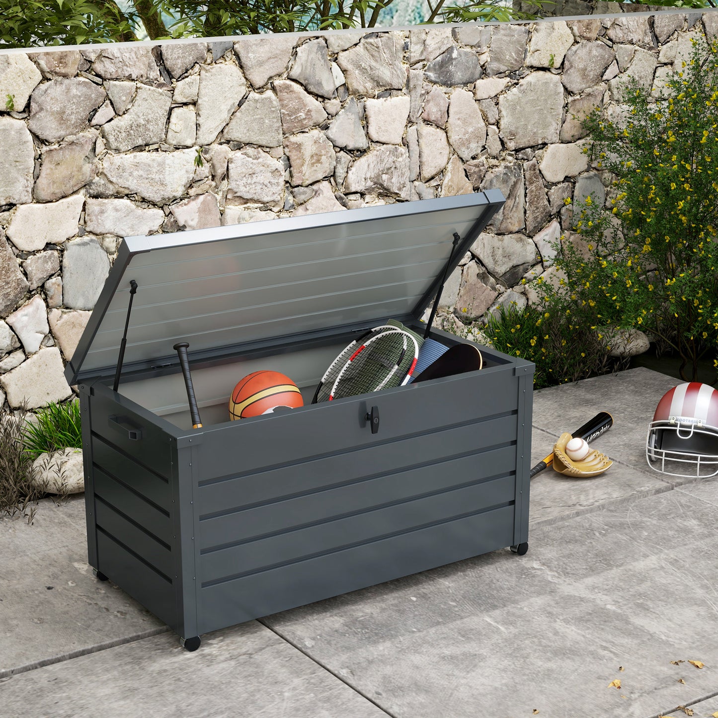 311L Galvanised Steel Garden Storage Box, with Lock