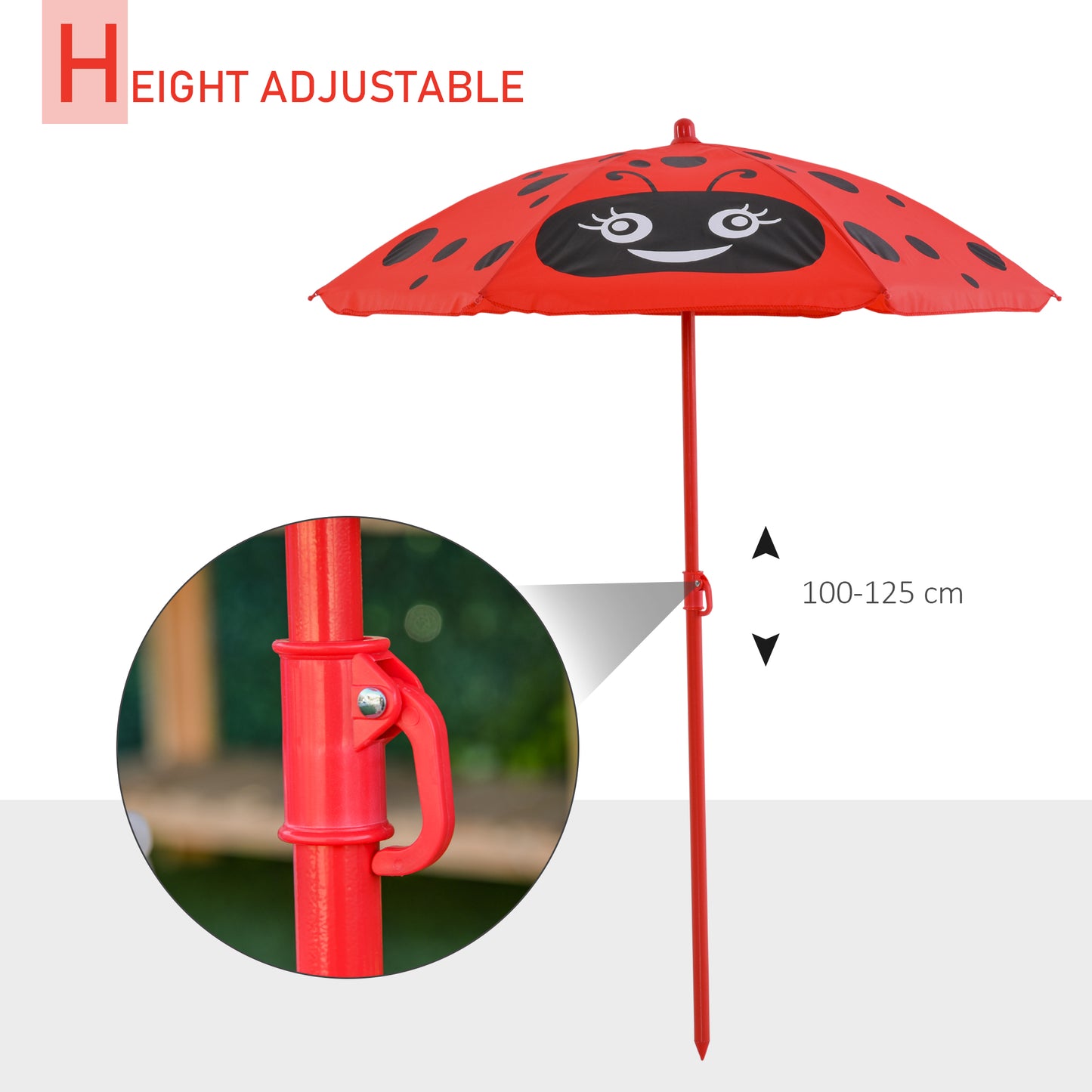 Kids Folding Picnic Table Chair Set w/ Parasol