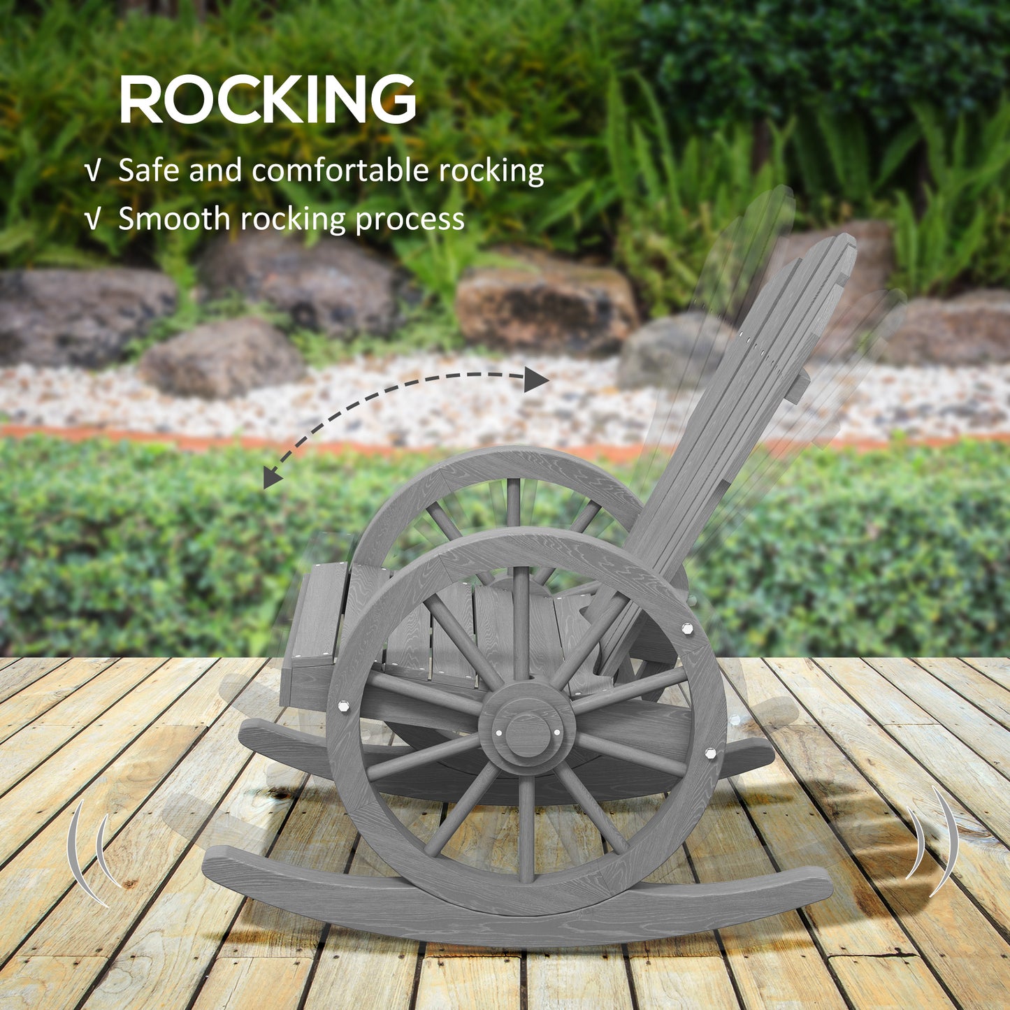 Wooden Adirondack Rocking Chair Reclining Armchair Outdoor Garden