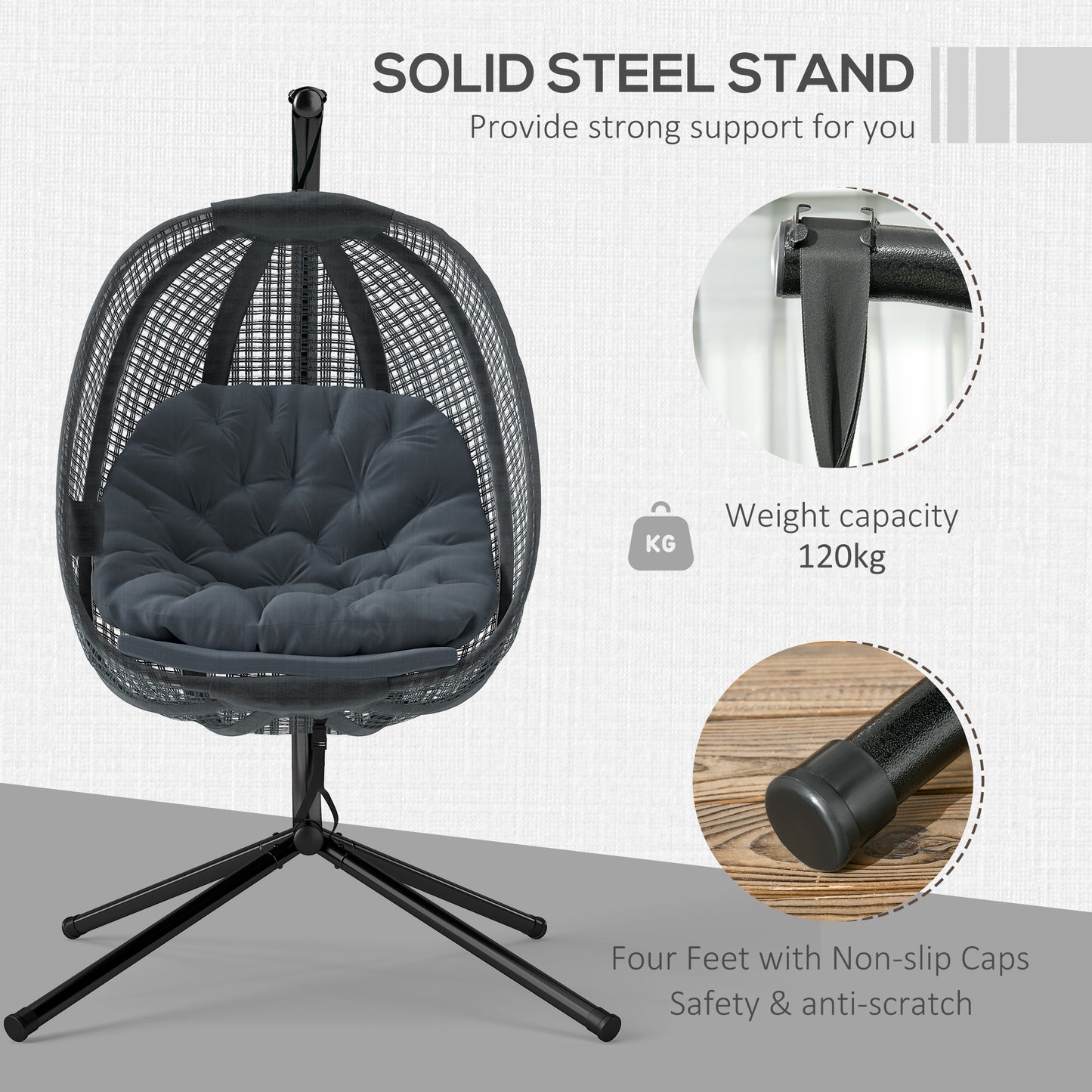 Outdoor Swing Chair with Thick Padded Cushion